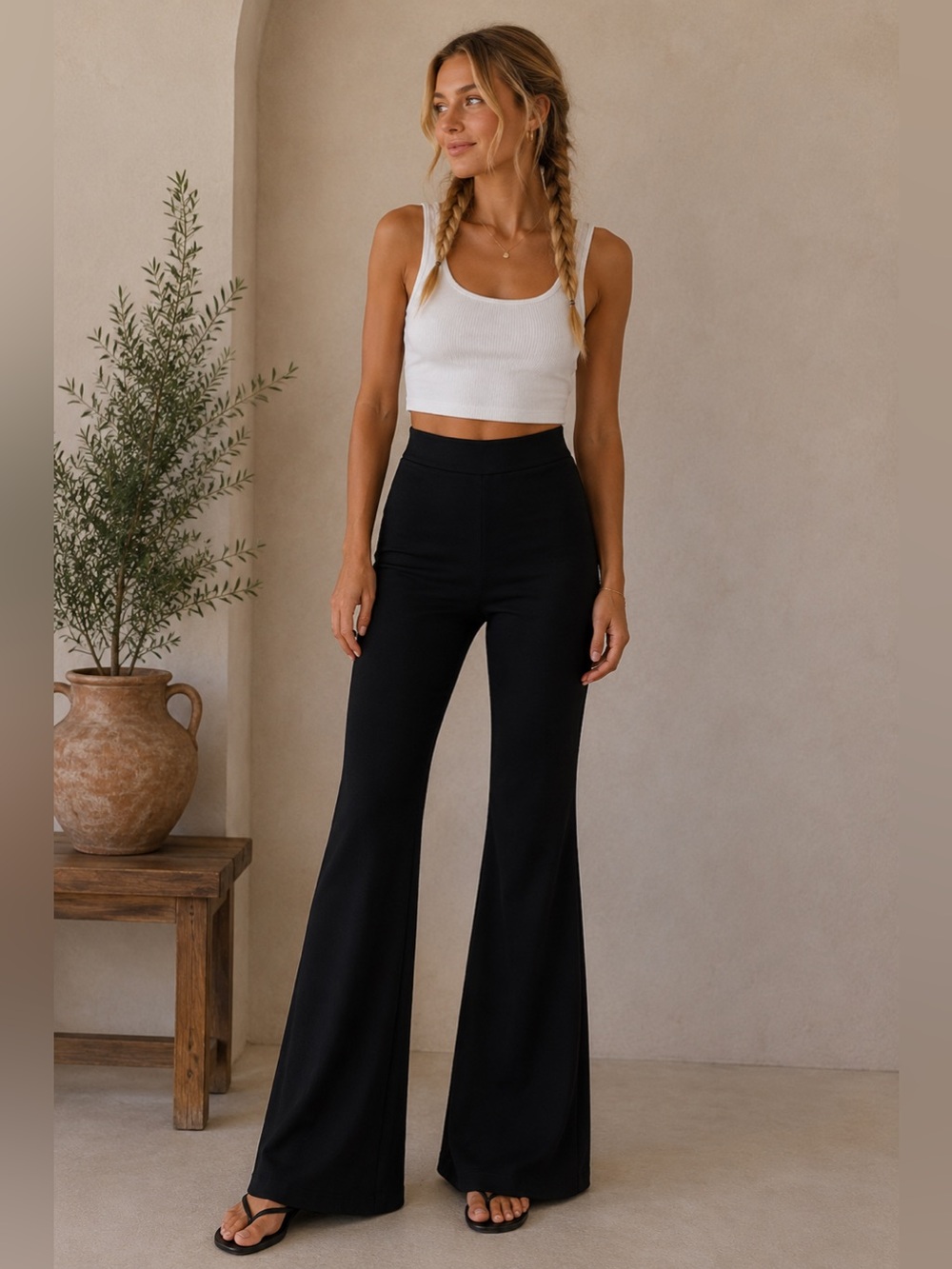 I Saw It First Black Flare Pants Tall Long Inseam High Rise US 4